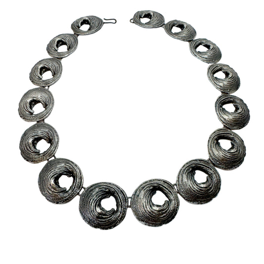 Helky Juvonen for N Westerback, Finland 1972. Bold Vintage Silver Necklace.