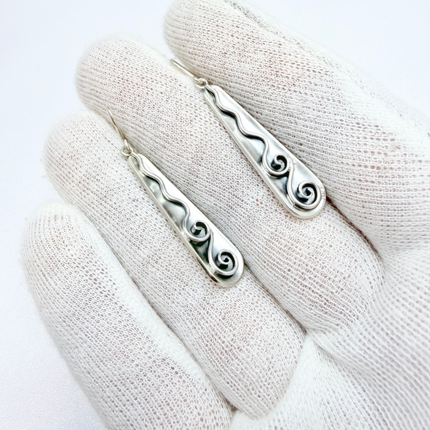 G Dahlgren, Sweden 1954. Vintage Sterling Silver Earrings. Signed.