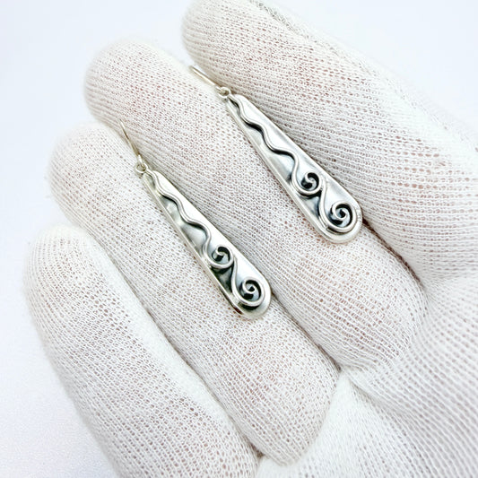 G Dahlgren, Sweden 1954. Vintage Sterling Silver Earrings. Signed.