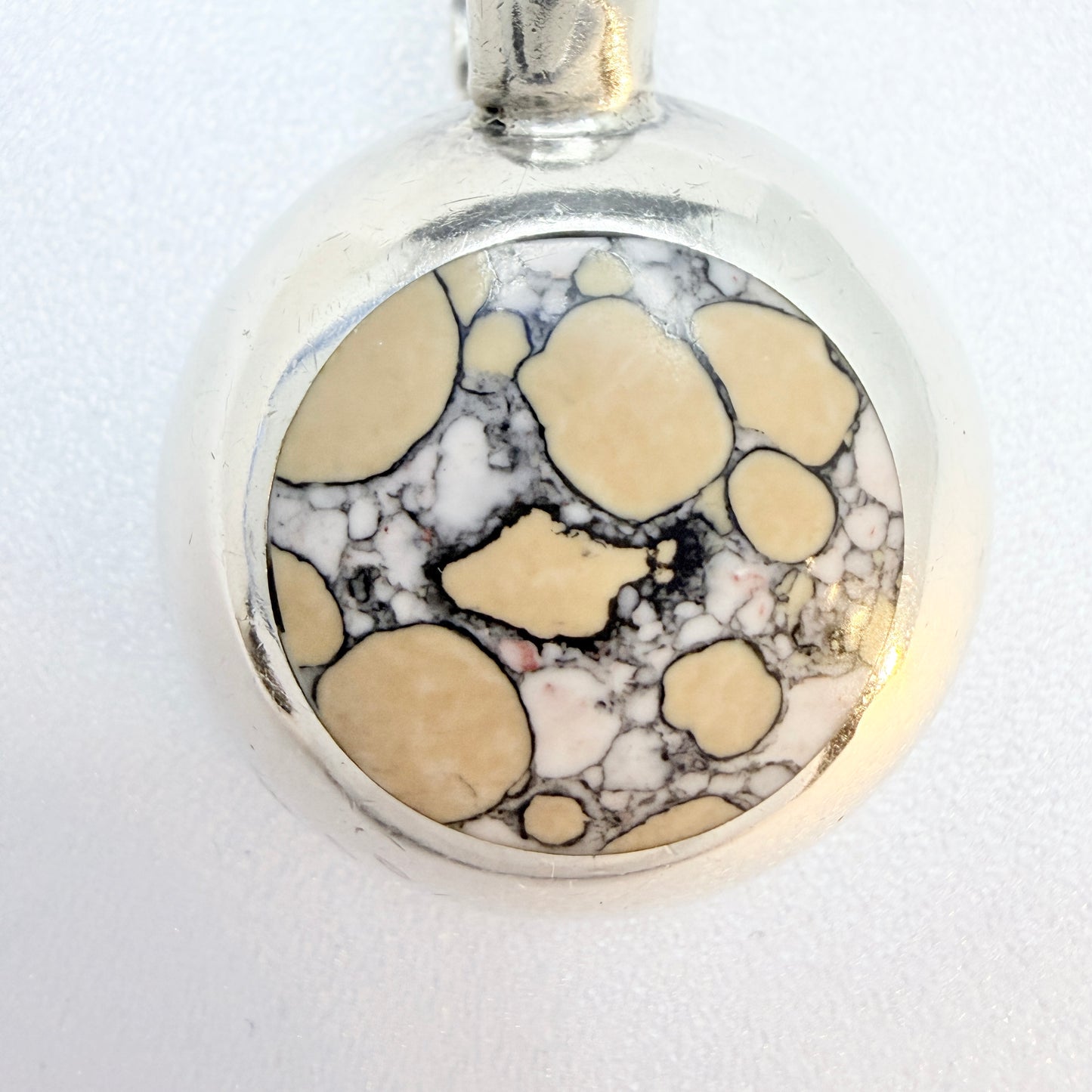 Mexico. Vintage Sterling Silver Jasper Pendant.