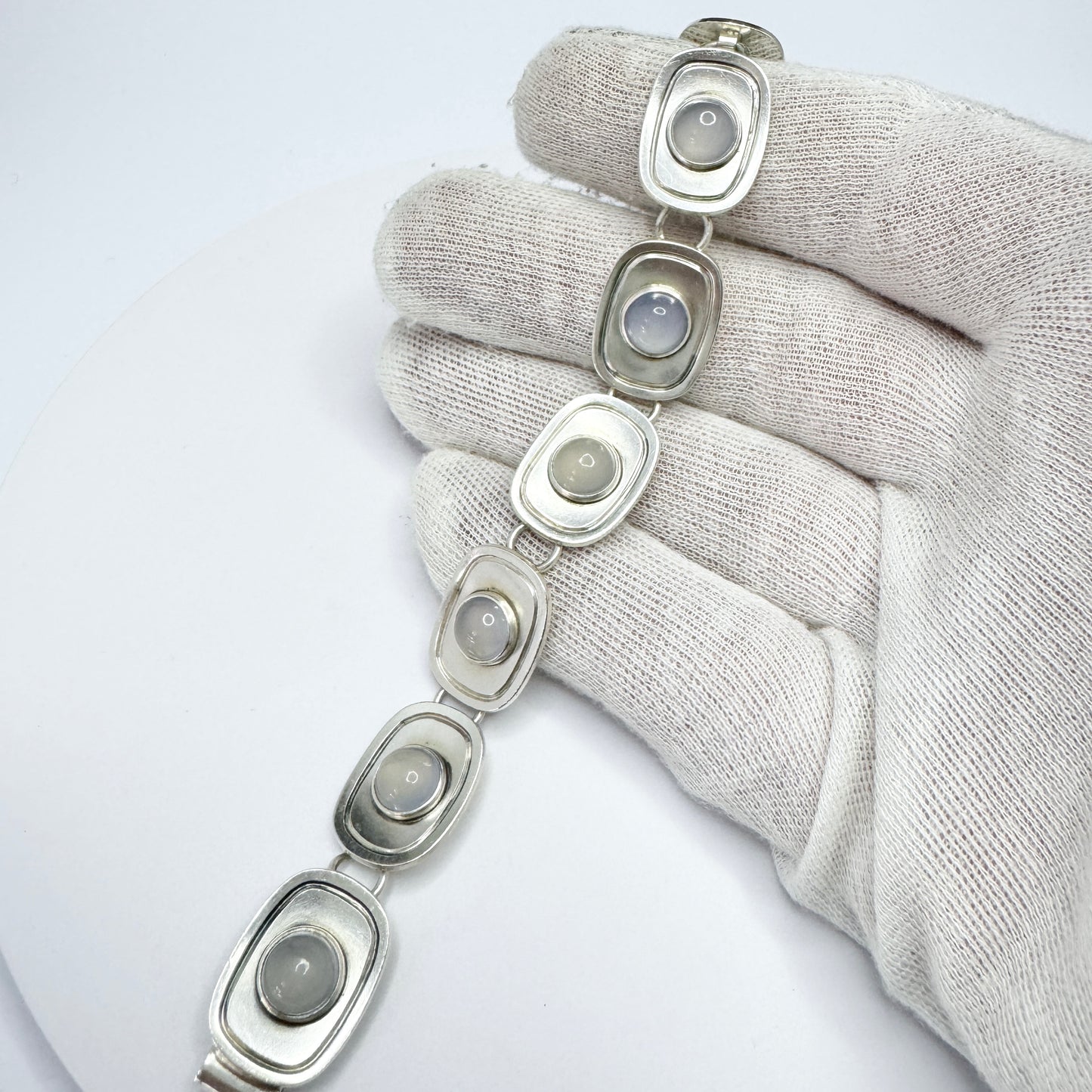 Per Sköld, Sweden 1958. Vintage Sterling Silver Chalcedony Bracelet. Signed