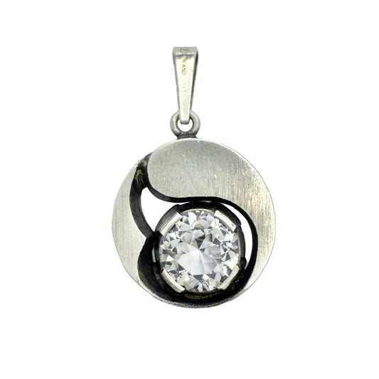 Karl Laine for Sten & Laine, Finland 1975. Vintage Sterling Silver Rock Crystal Pendant.