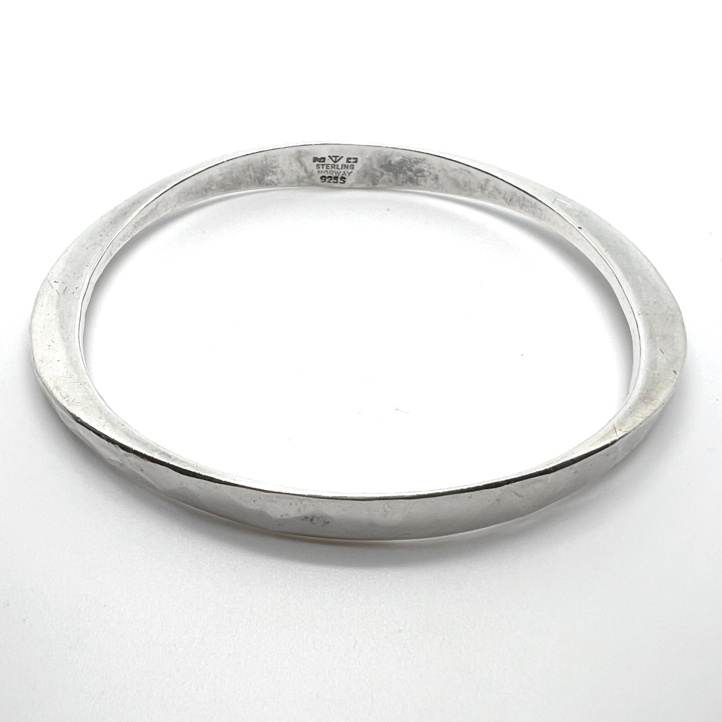 Tone Vigeland, for Plus Studios Norway 1960s Hammered Sterling Silver Bangle.