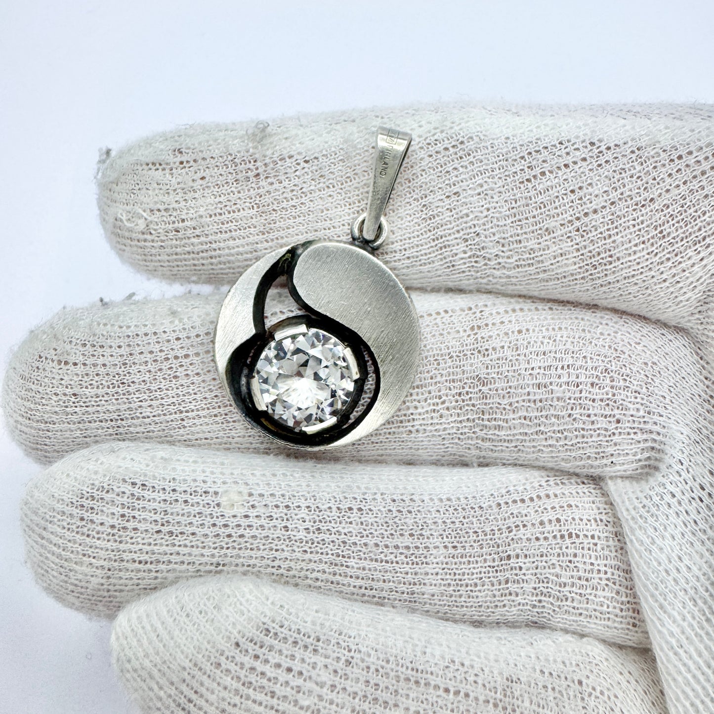 Karl Laine for Sten & Laine, Finland 1975. Vintage Sterling Silver Rock Crystal Pendant.