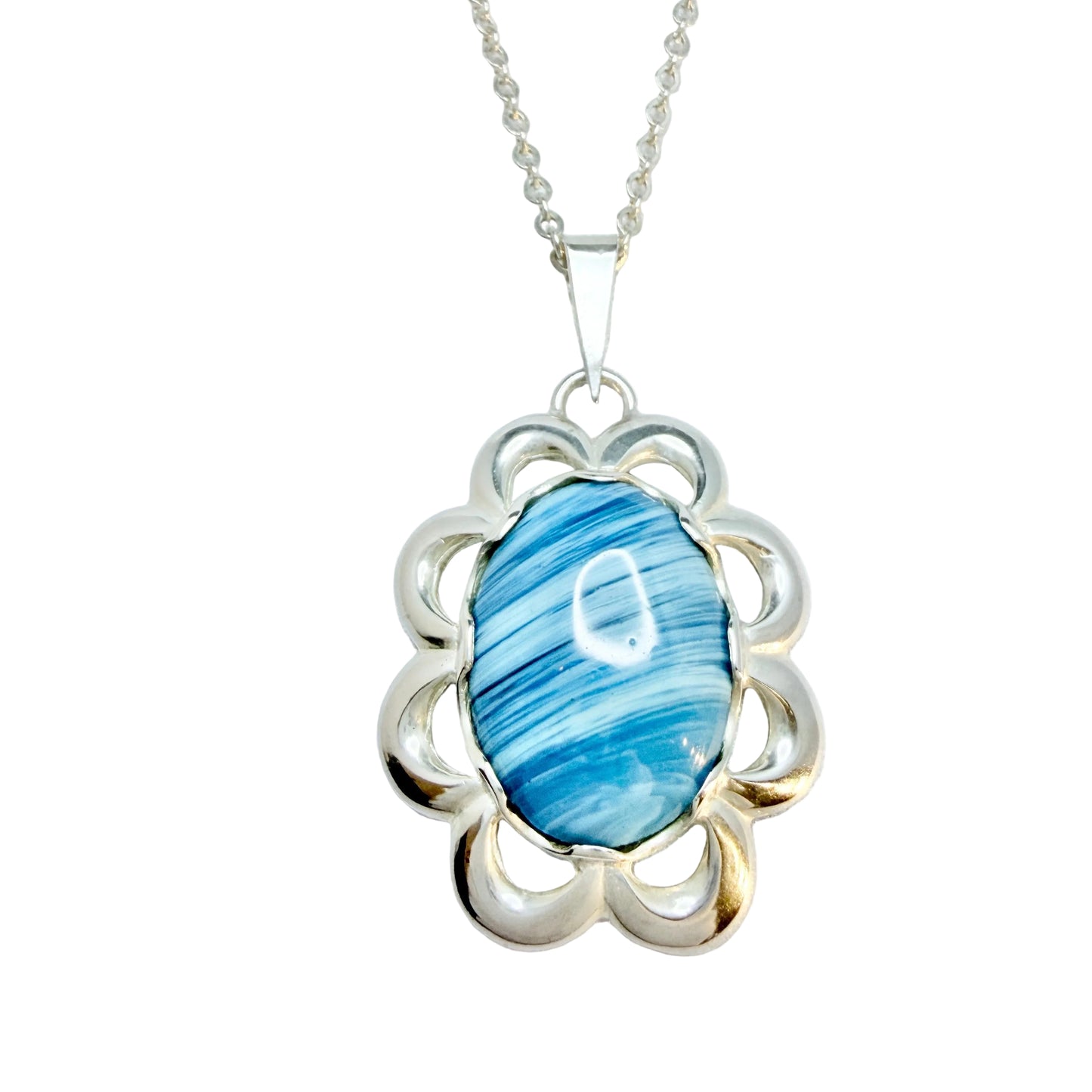 O Nordström, Sweden 1975. Vintage Solid Silver Bergslagen-stone Pendant Necklace.