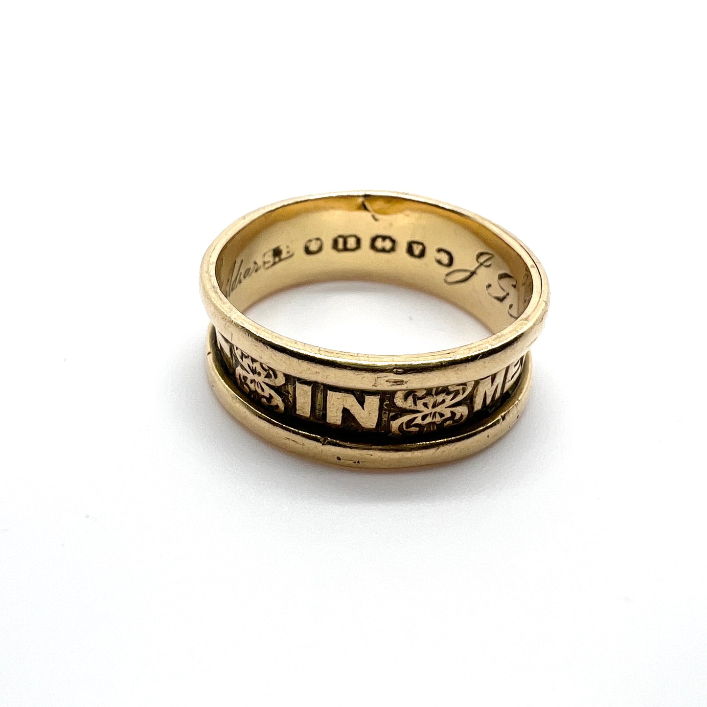 Birmingham 1870. Antique Victorian 18k Gold In Memory Of Mourning Ring.