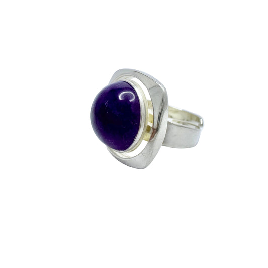 K-E Palmberg for Alton, Sweden 1975. Vintage Sterling Silver Amethyst Ring. Signed.