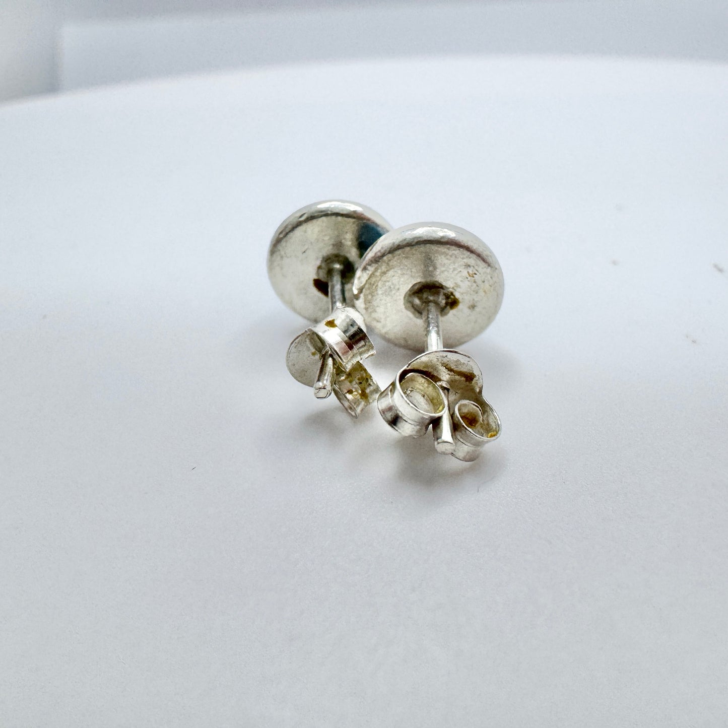 Sweden 1960-70s. Vintage Bergslagen-stone Silver Stud Earrings.