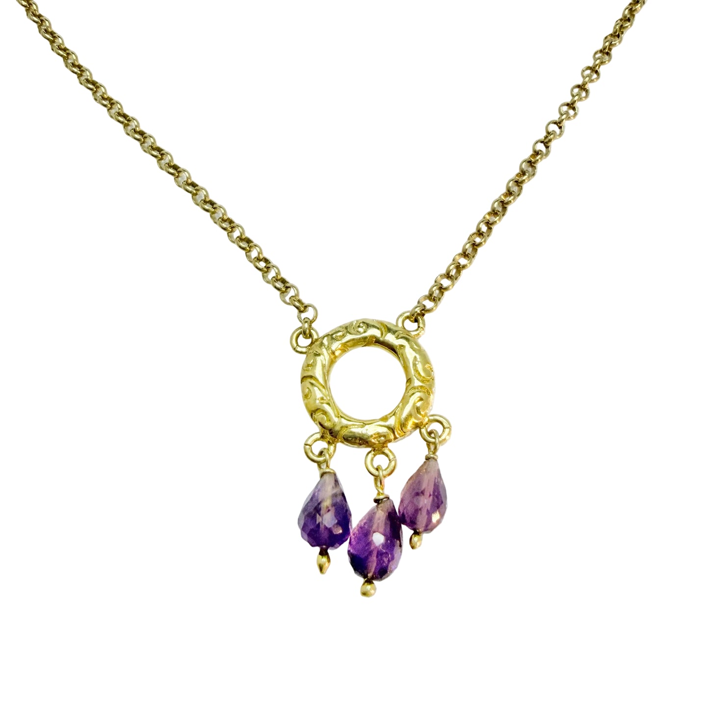 Italy, Vintage Sterling Silver Amethyst Pendant Necklace.