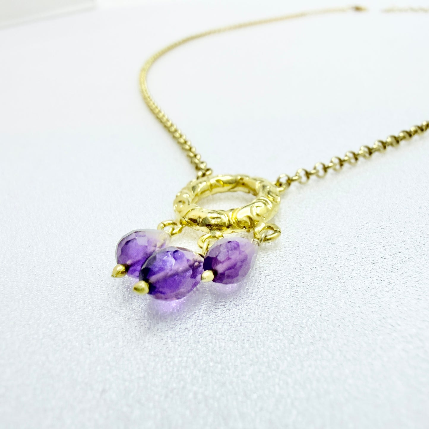 Italy, Vintage Sterling Silver Amethyst Pendant Necklace.
