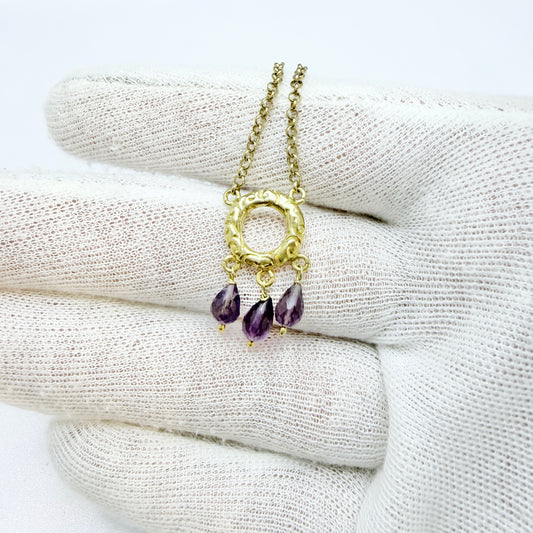 Italy, Vintage Sterling Silver Amethyst Pendant Necklace.