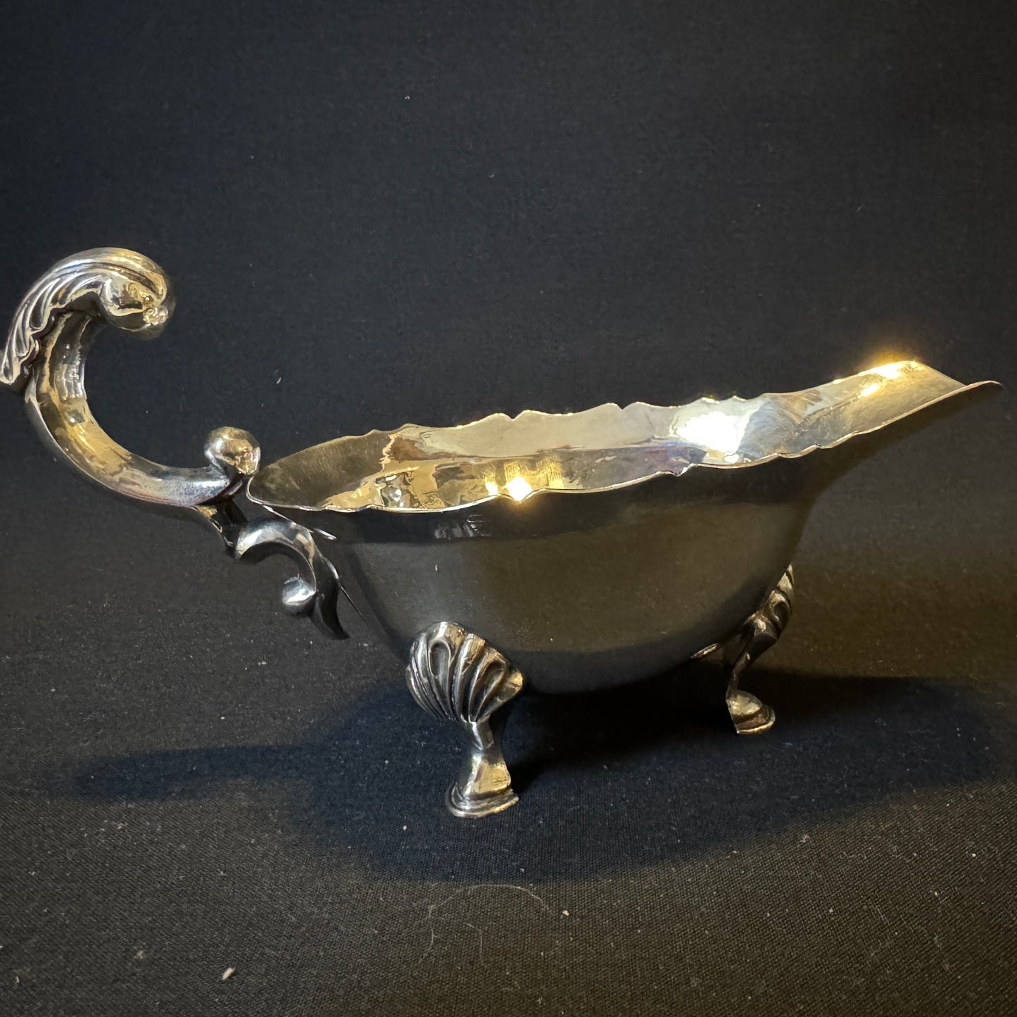 Antique Chinese Export Solid Silver Sauce Boat. 226 gram