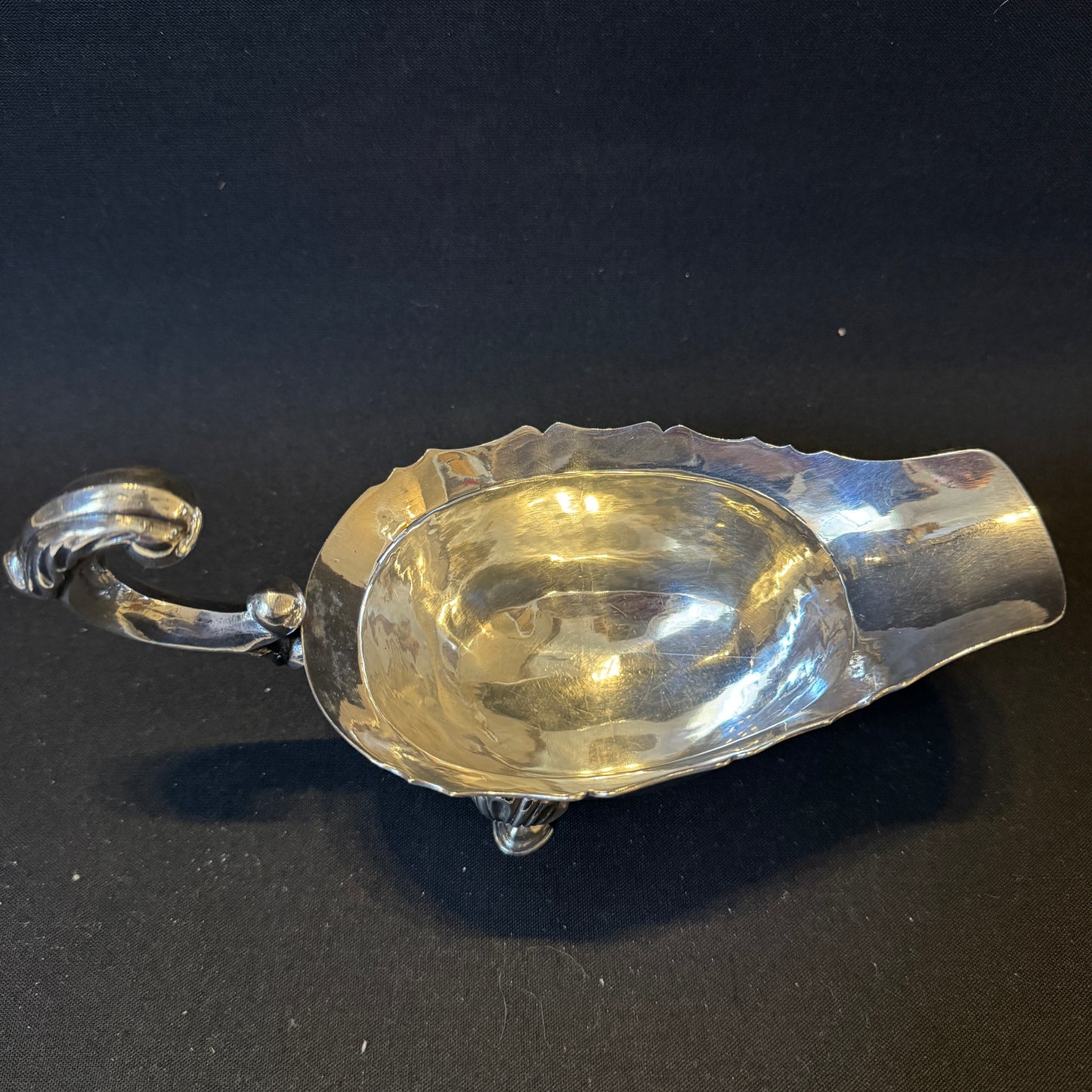 Antique Chinese Export Solid Silver Sauce Boat. 226 gram