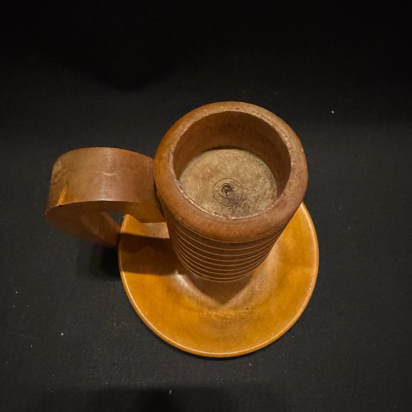 Large Vintage 1950-60s Scandinavian Wood Chamberstick Candleholder