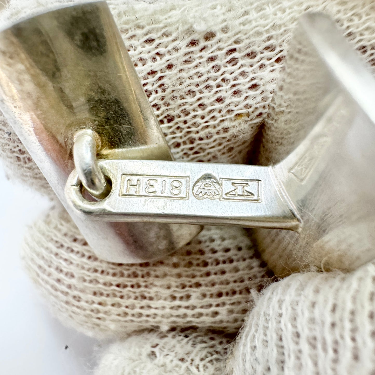 Elis Kauppi, Kupittaan Kulta Finland 1965. Vintage Solid Silver Obsidian Cufflinks