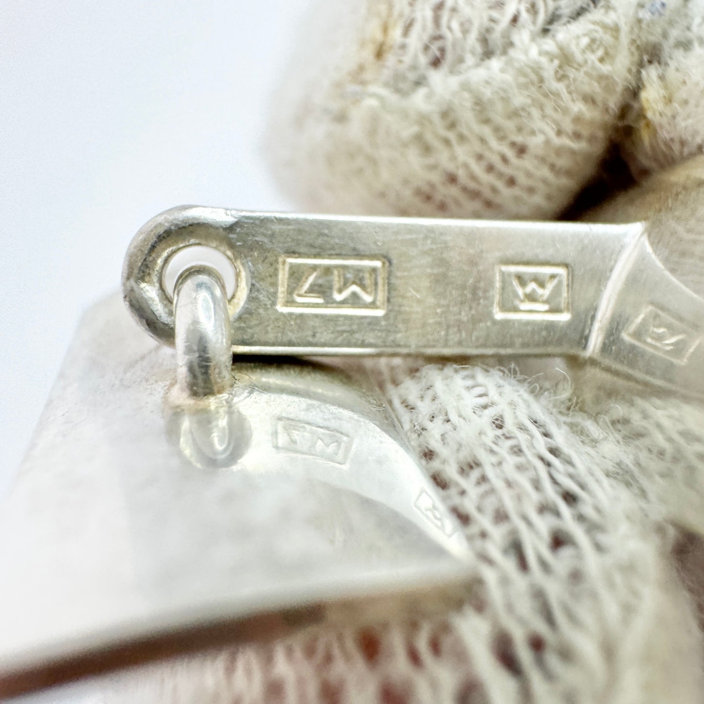 Elis Kauppi, Kupittaan Kulta Finland 1965. Vintage Solid Silver Obsidian Cufflinks