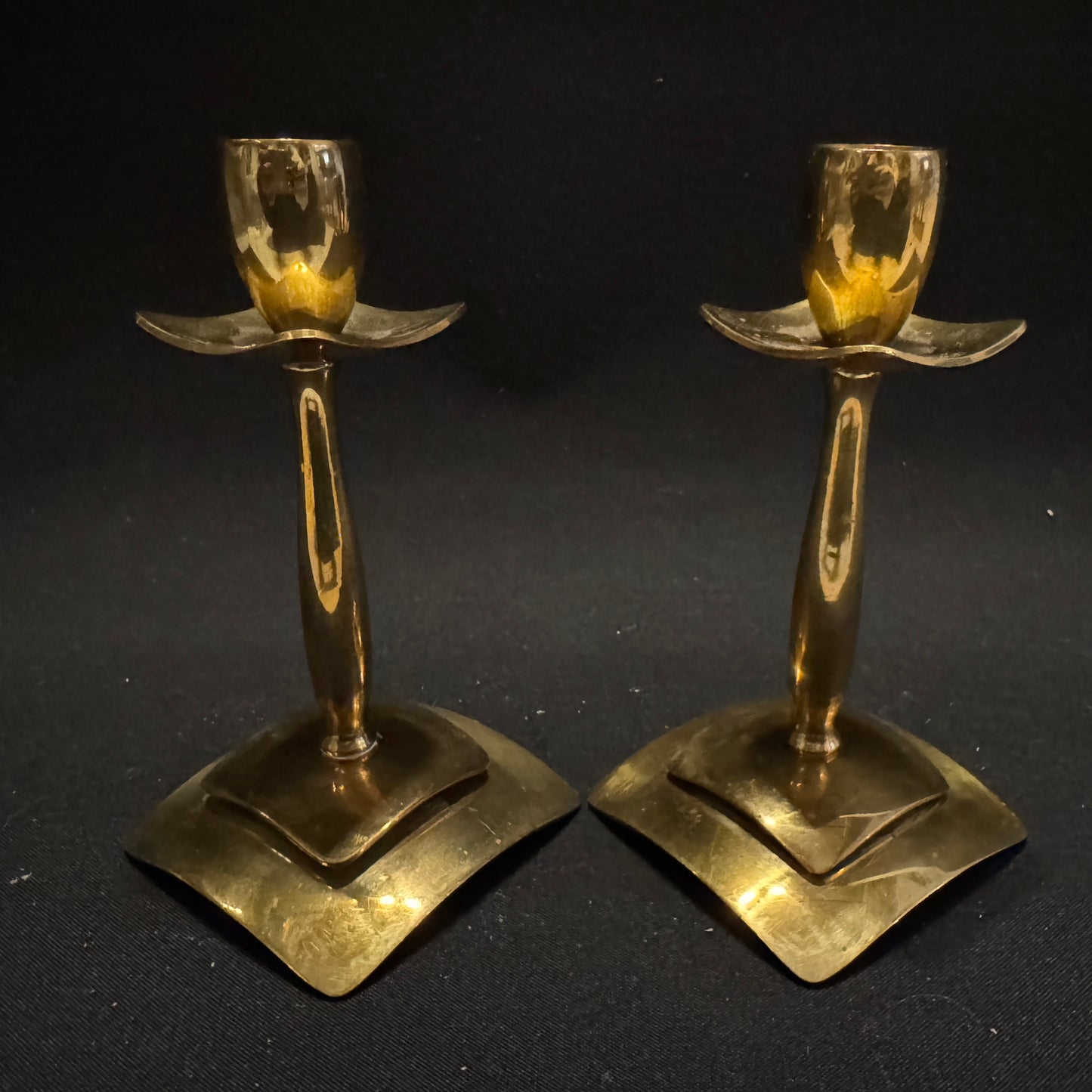 Dantorp Design, Denmark. Vintage 1960-70s Mid-century Brass Candlesticks