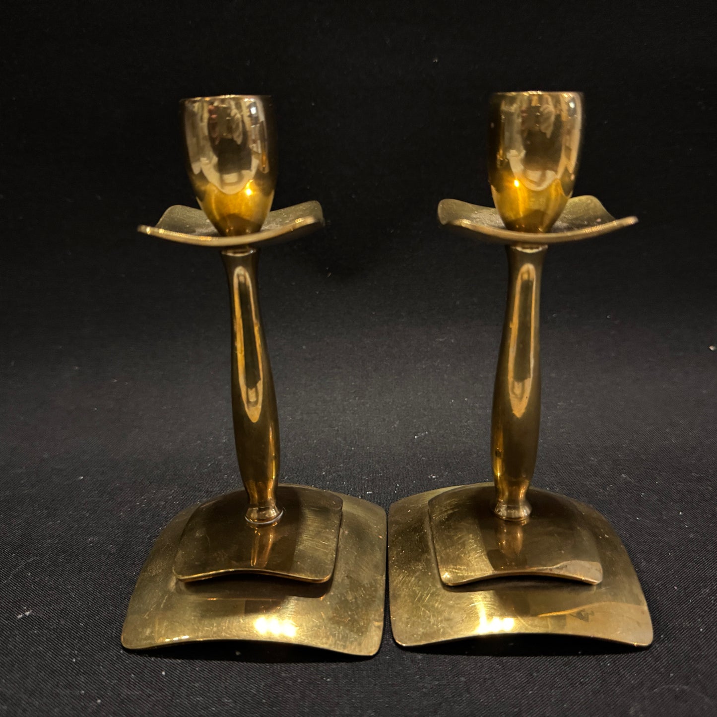 Dantorp Design, Denmark. Vintage 1960-70s Mid-century Brass Candlesticks