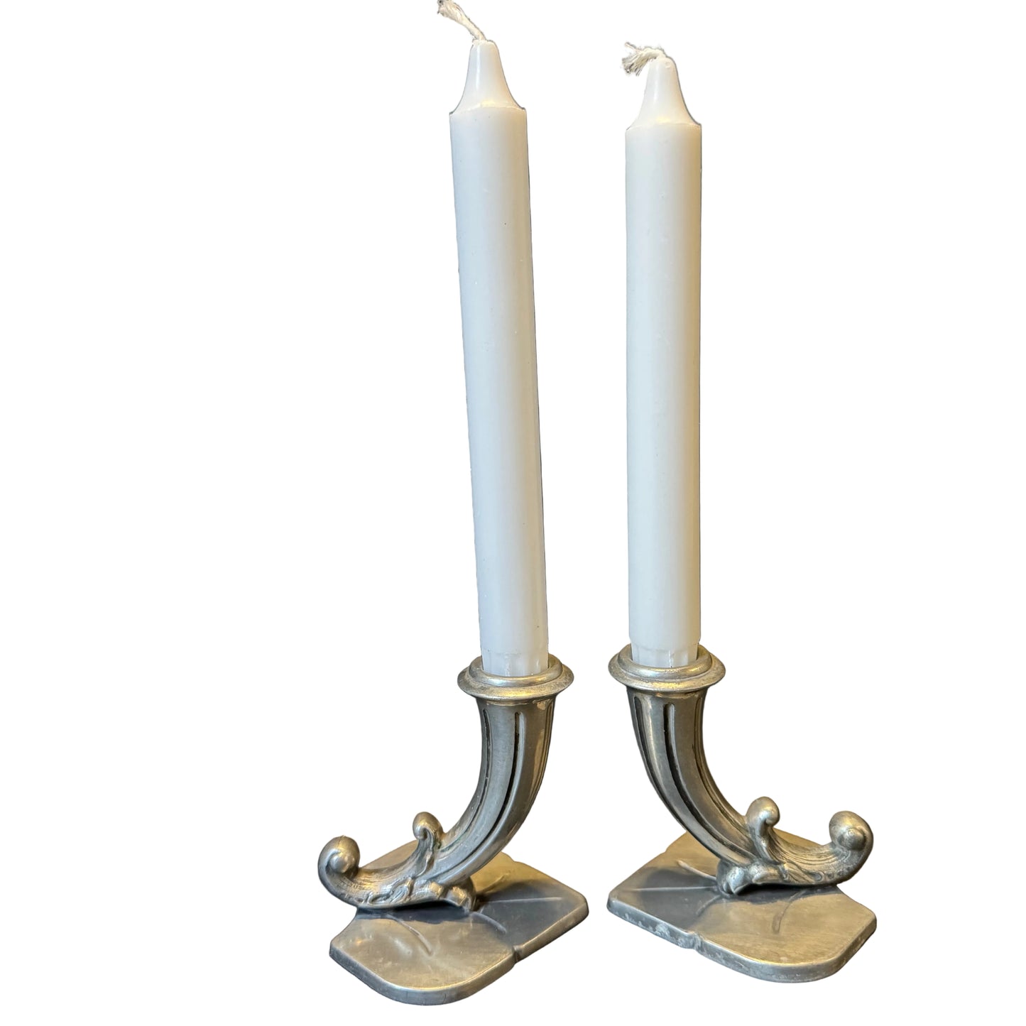 GAB, Stockholm, Sweden 1951. Vintage Mid-Century Pewter Candlesticks.
