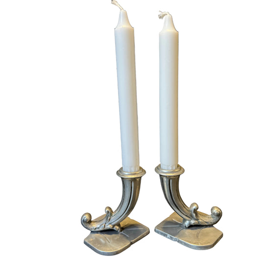 GAB, Stockholm, Sweden 1951. Vintage Mid-Century Pewter Candlesticks.