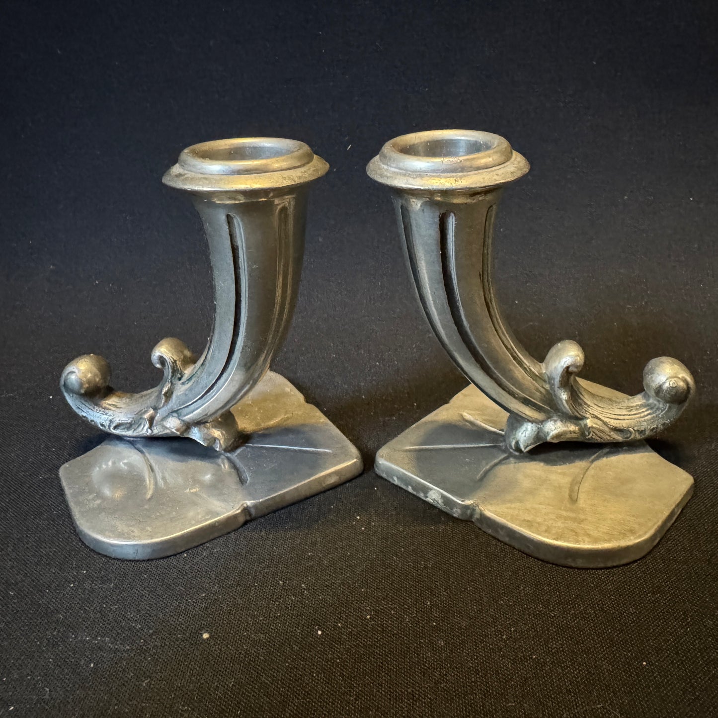 GAB, Stockholm, Sweden 1951. Vintage Mid-Century Pewter Candlesticks.