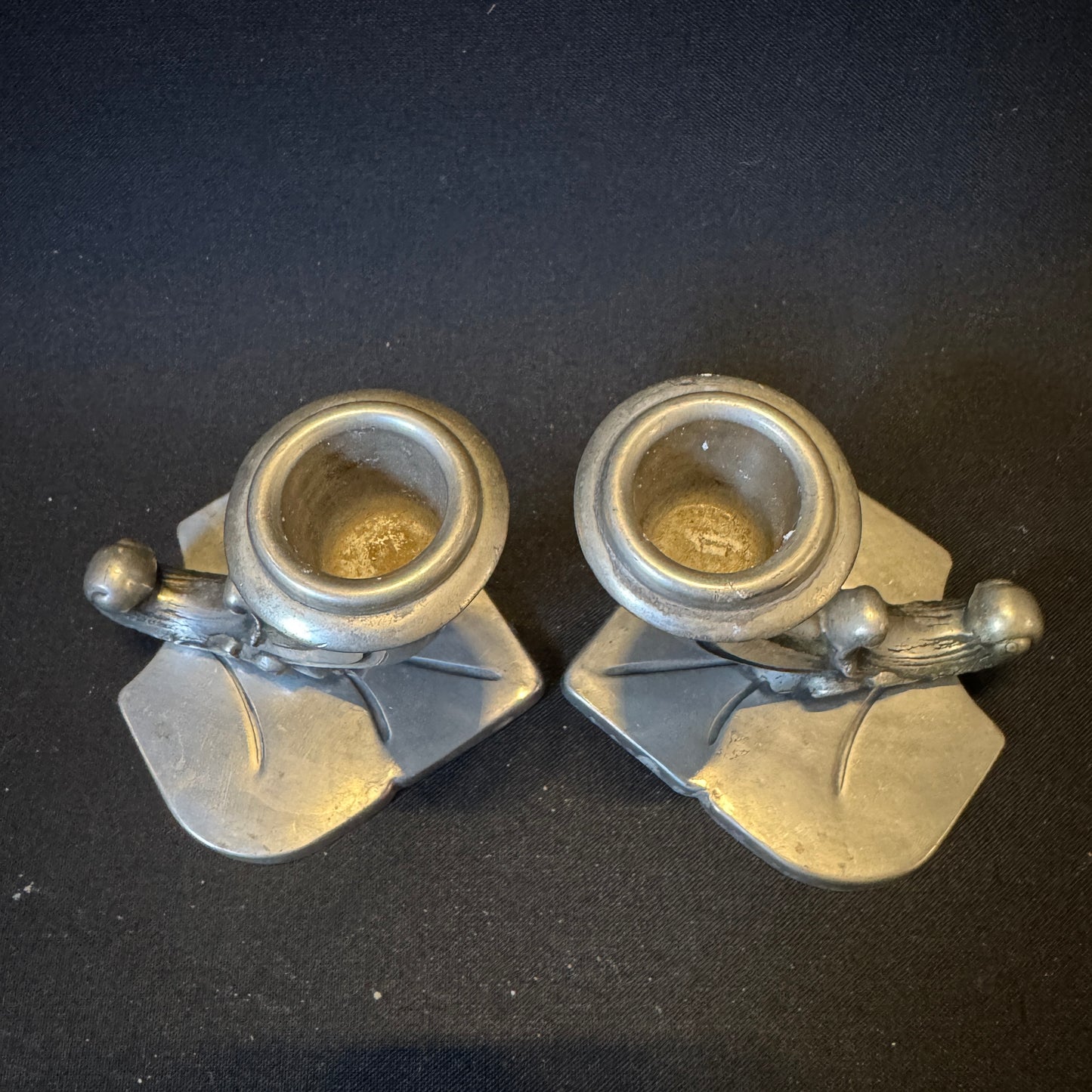 GAB, Stockholm, Sweden 1951. Vintage Mid-Century Pewter Candlesticks.