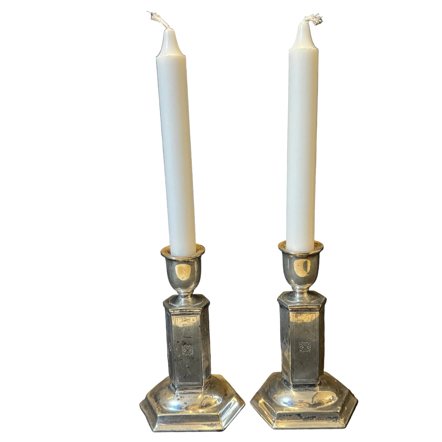 Antique Edwardian Pair of Silver-plated Candlesticks.