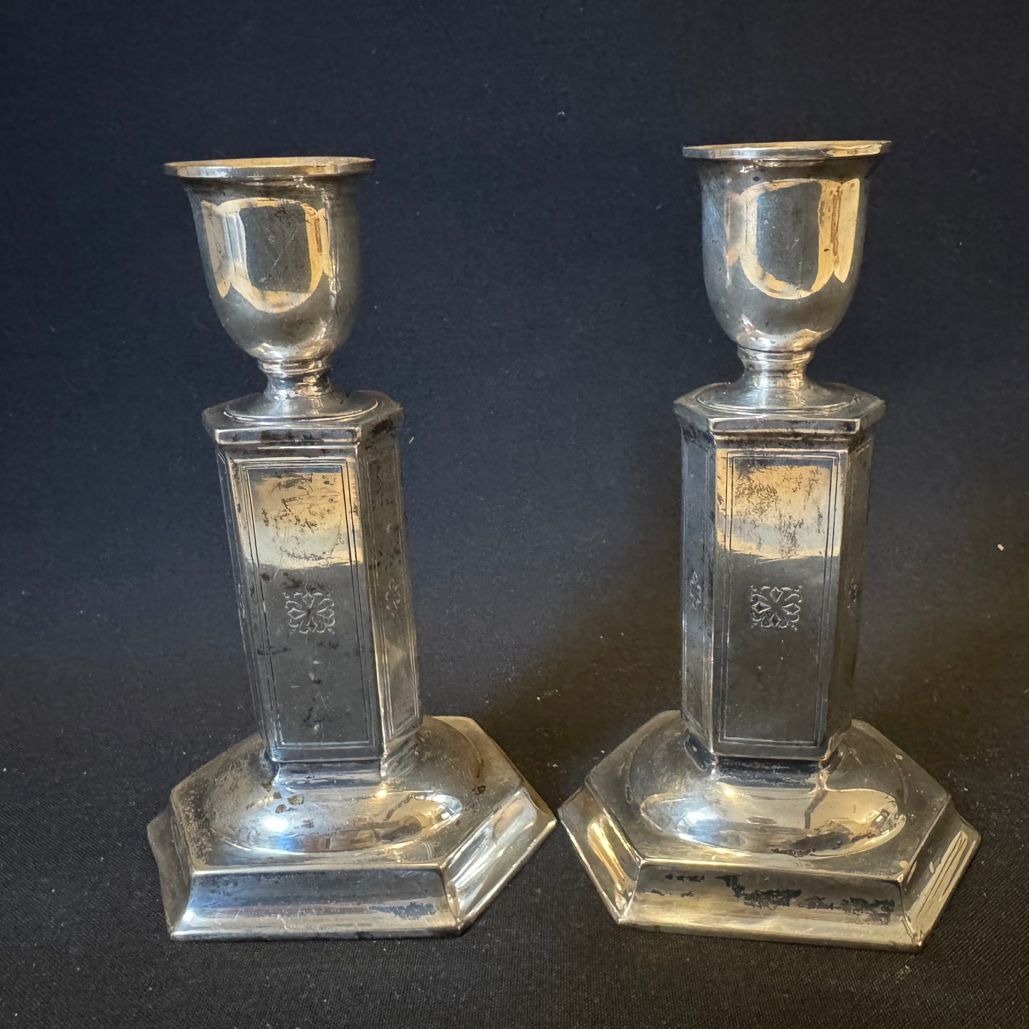 Antique Edwardian Pair of Silver-plated Candlesticks.