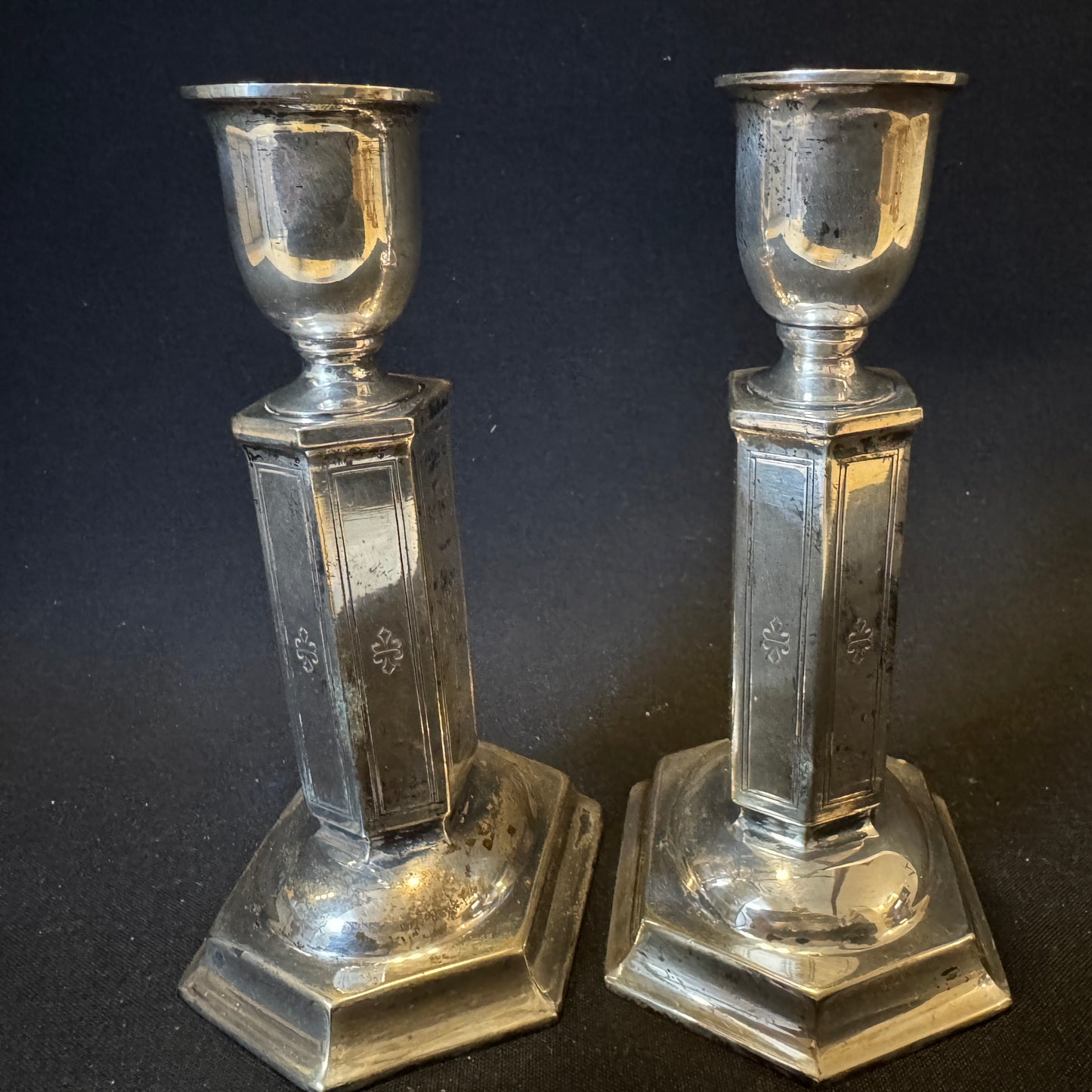 Antique Edwardian Pair of Silver-plated Candlesticks.