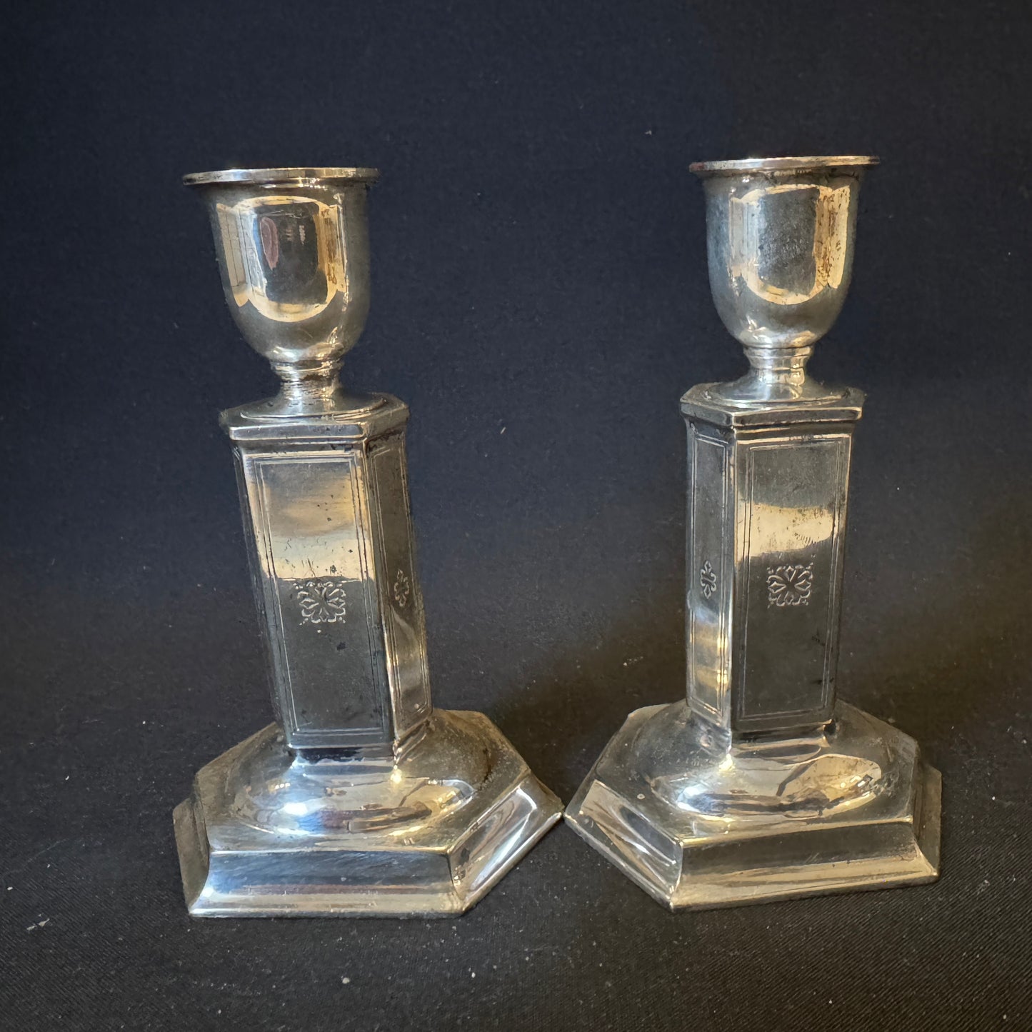 Antique Edwardian Pair of Silver-plated Candlesticks.