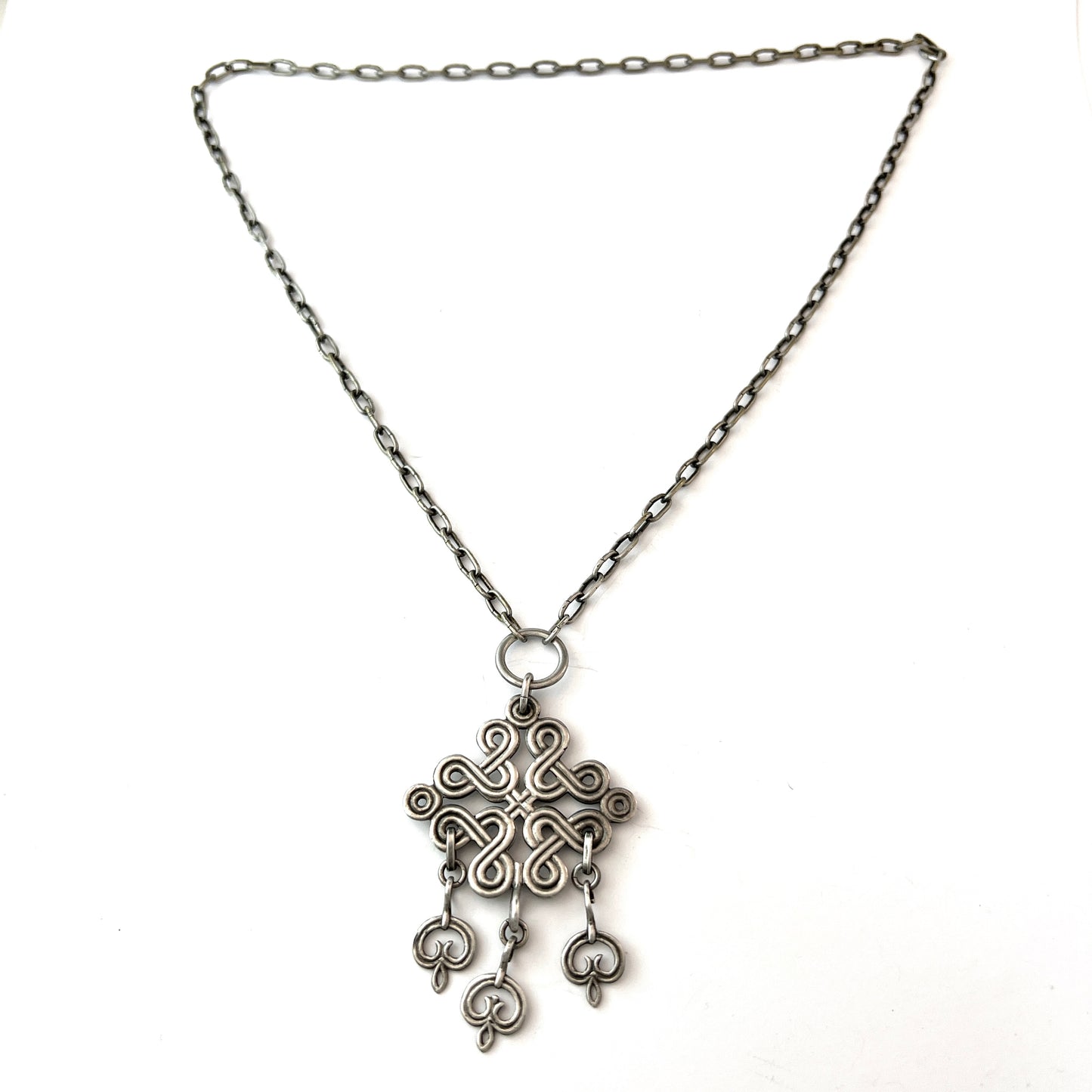 Johan F Henriksson for Kalevala Koru year 1945 Vintage Early Production Solid Silver Pendant Necklace