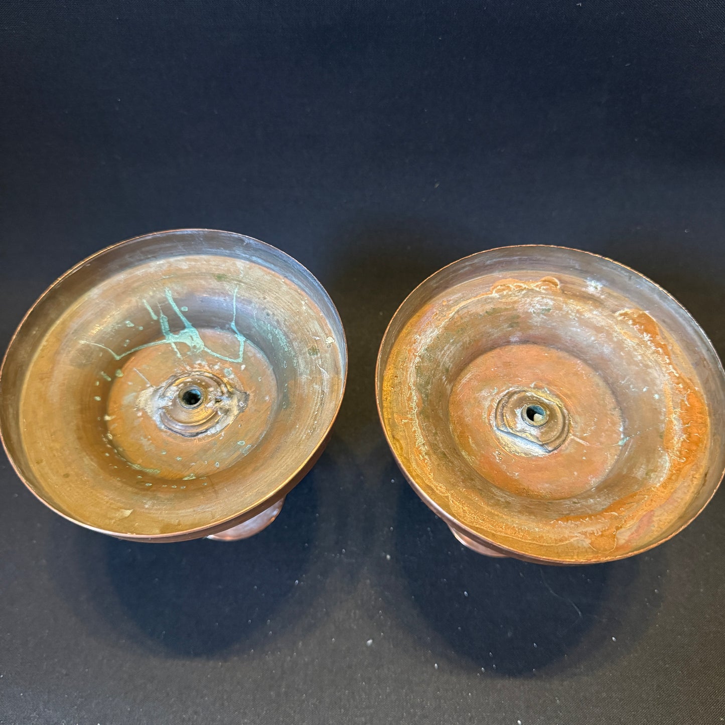 Vintage 1940s. Mid-Century Modern Copper Brass Candlesticks