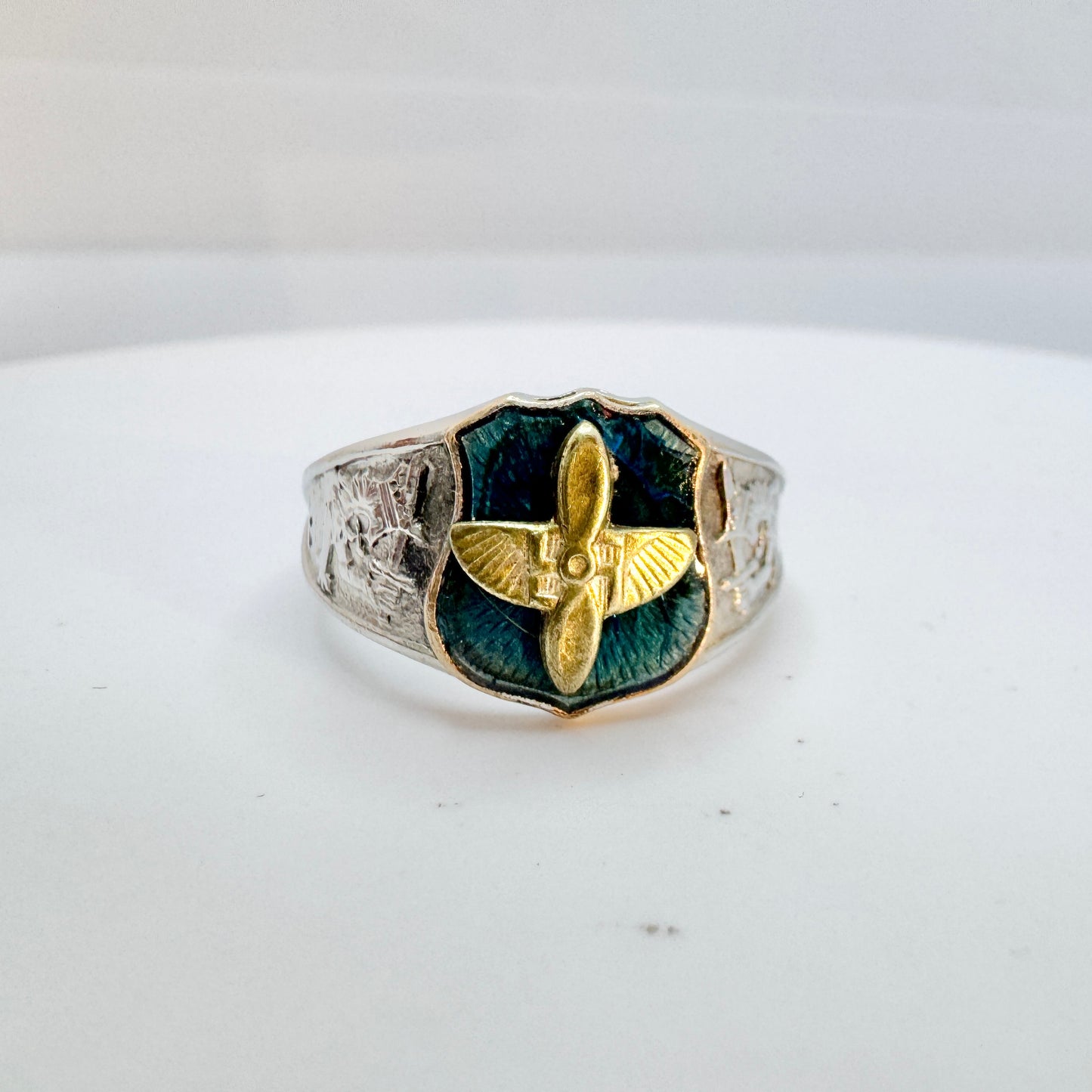 Finnish Airforce 1951. Vintage Solid Silver Enamel Ring.