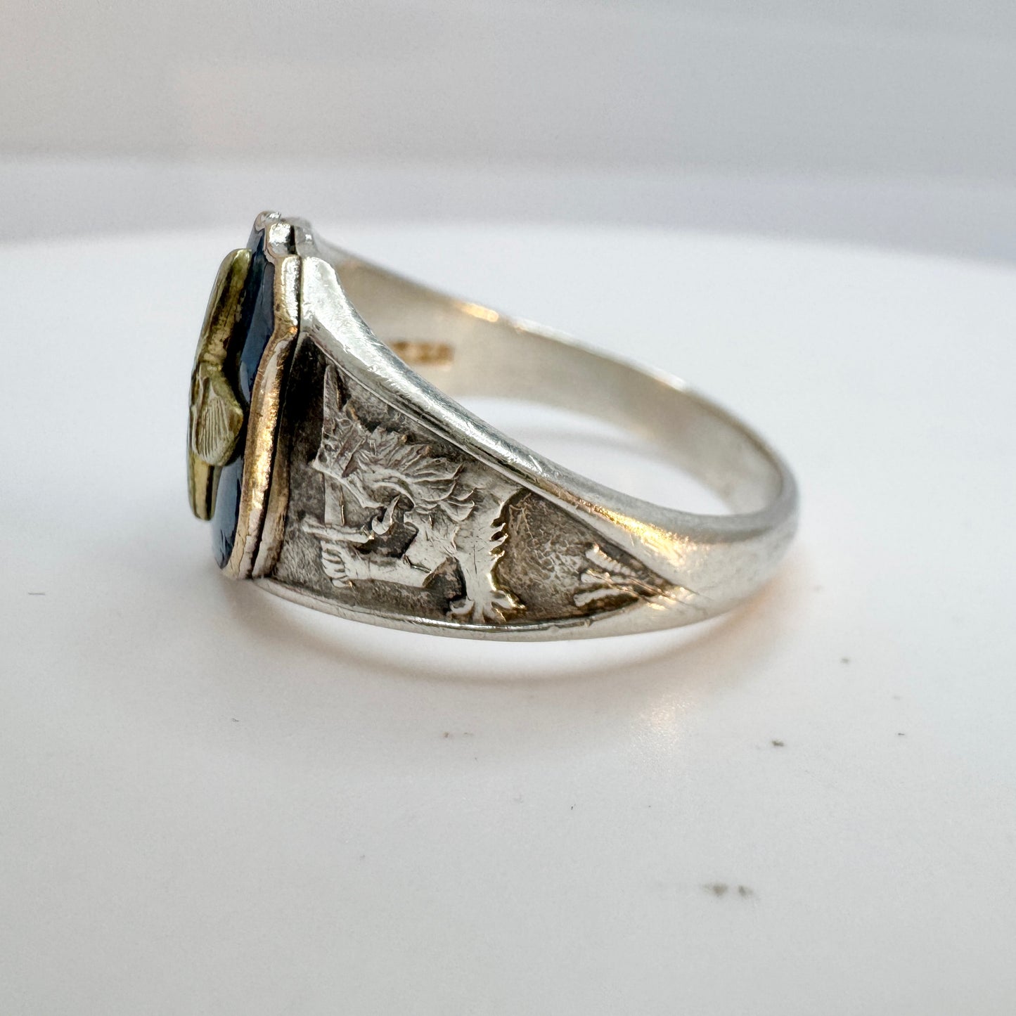 Finnish Airforce 1951. Vintage Solid Silver Enamel Ring.