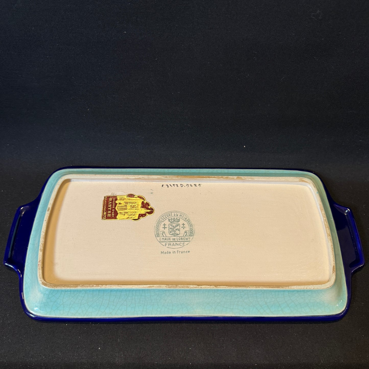 Longwy, France. Vintage Enamelled Earthenware Tray