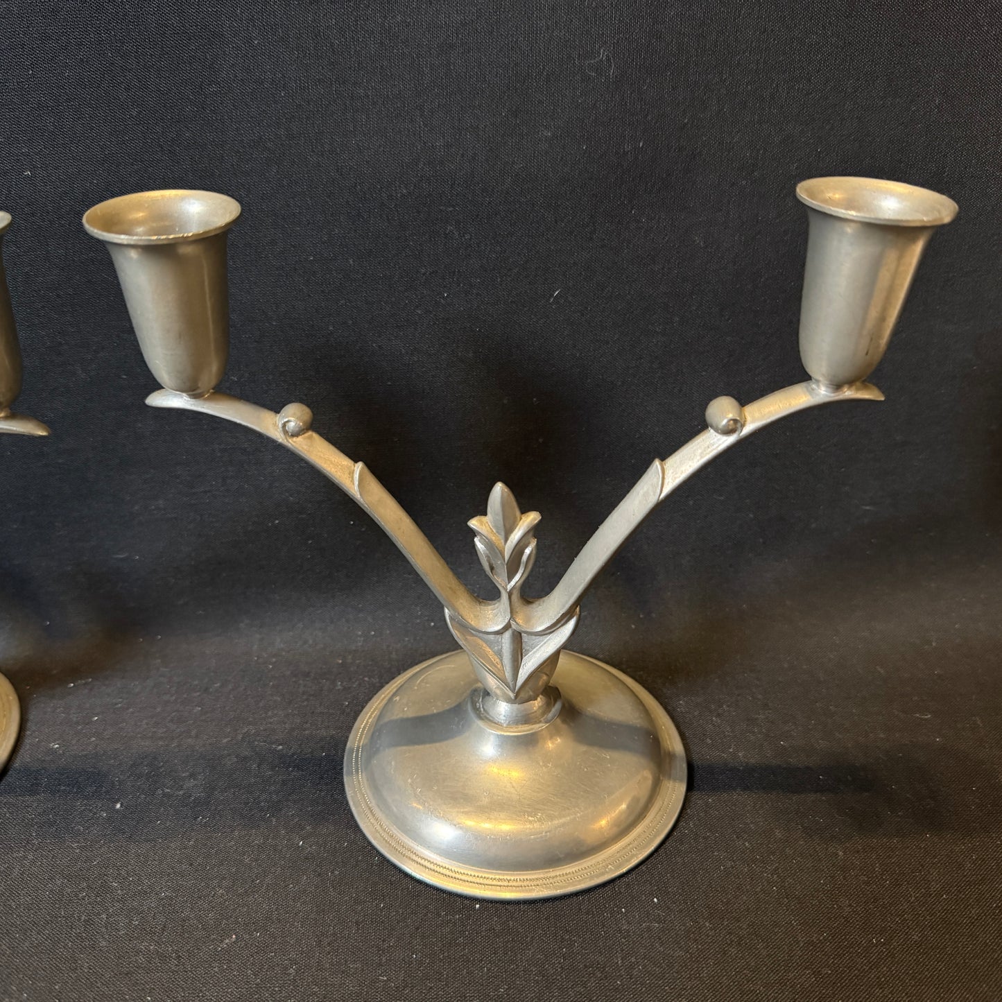 Nordtenn, Sweden 1933. Vintage Art Deco Pewter Candle Holders.