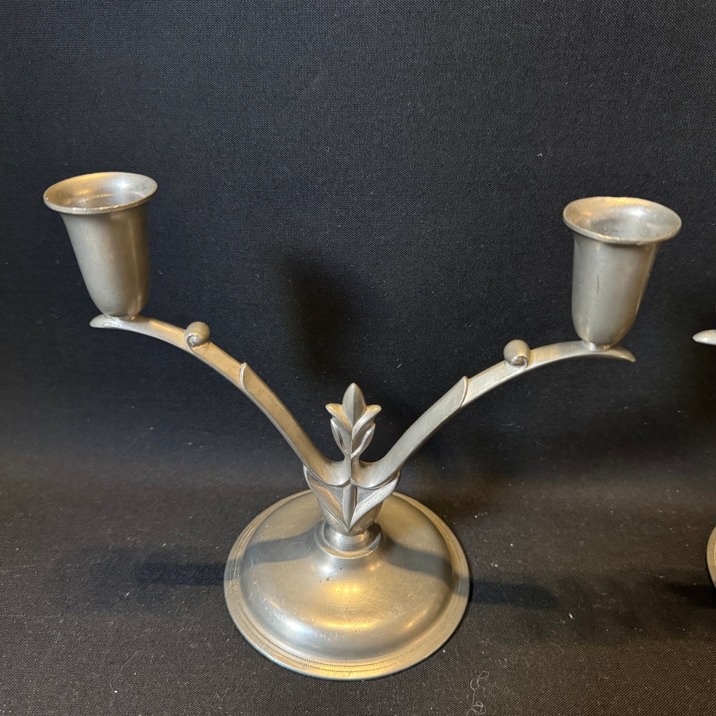 Nordtenn, Sweden 1933. Vintage Art Deco Pewter Candle Holders.