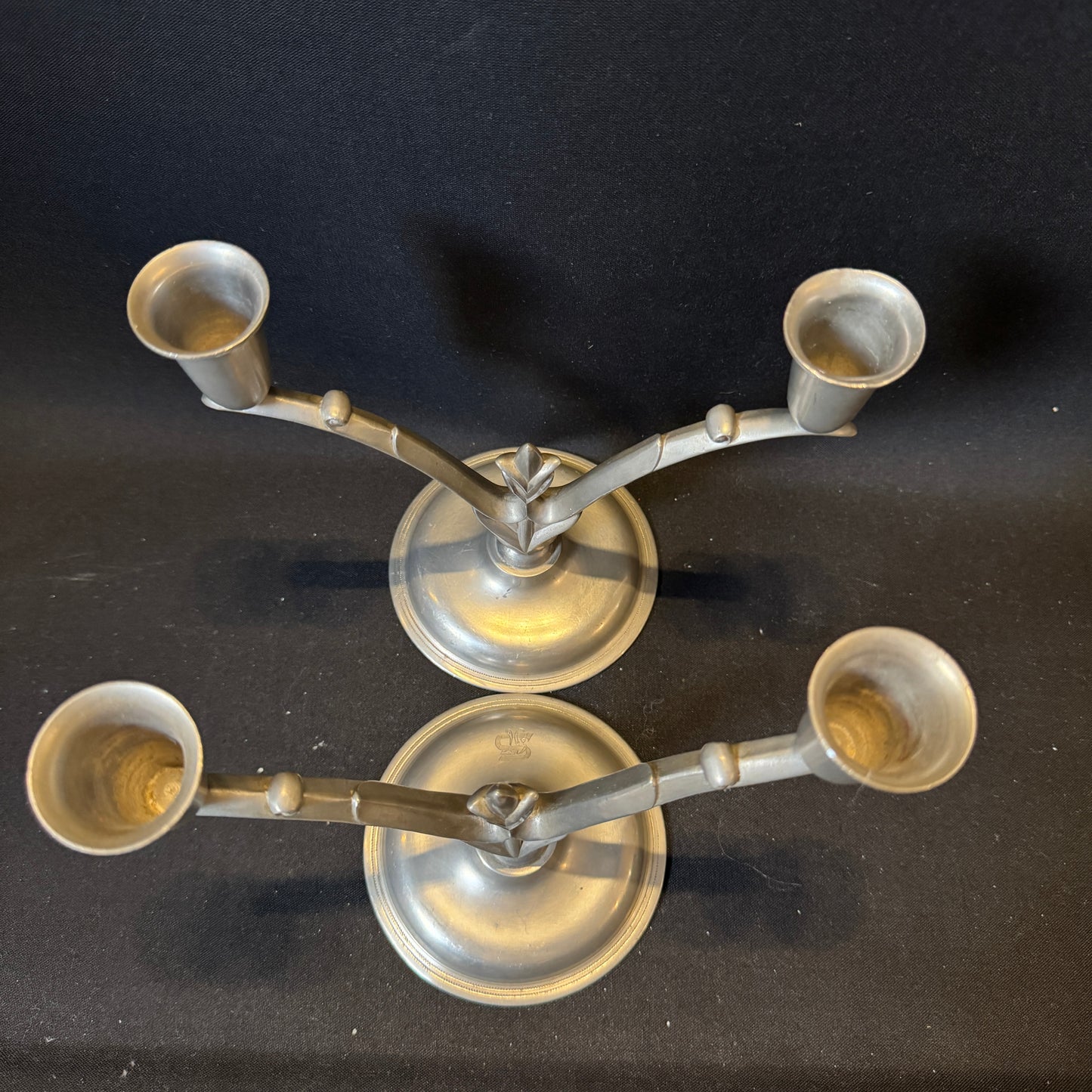 Nordtenn, Sweden 1933. Vintage Art Deco Pewter Candle Holders.