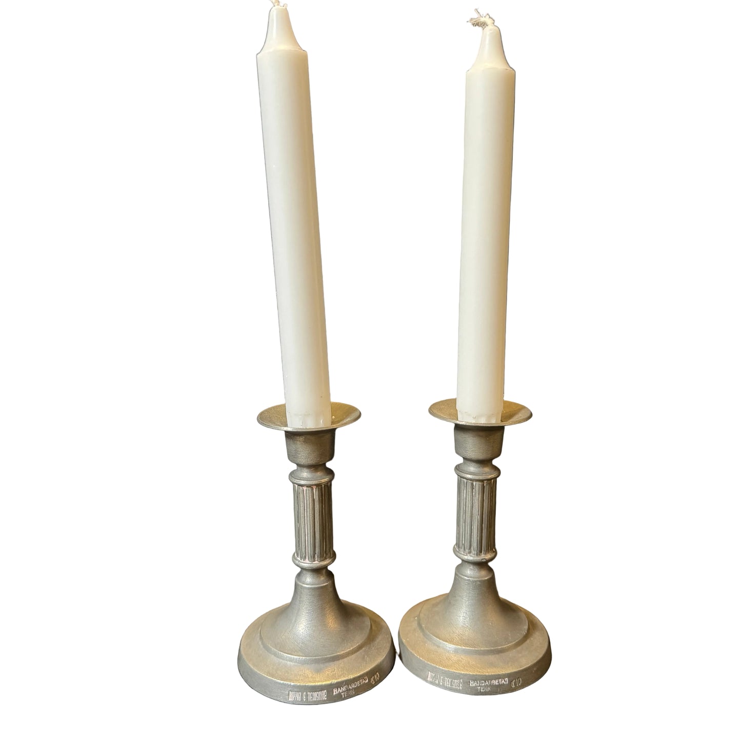 Sweden. Vintage Pewter Gustavian Style Candlesticks. Koppar & Tennsmide year 1977.