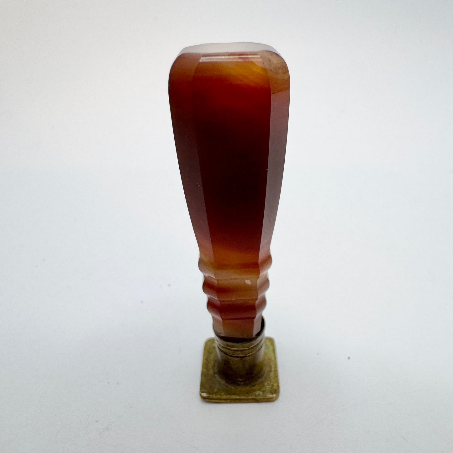 Antique Agate Yellow Metal Wax Seal Stamp. "HK"