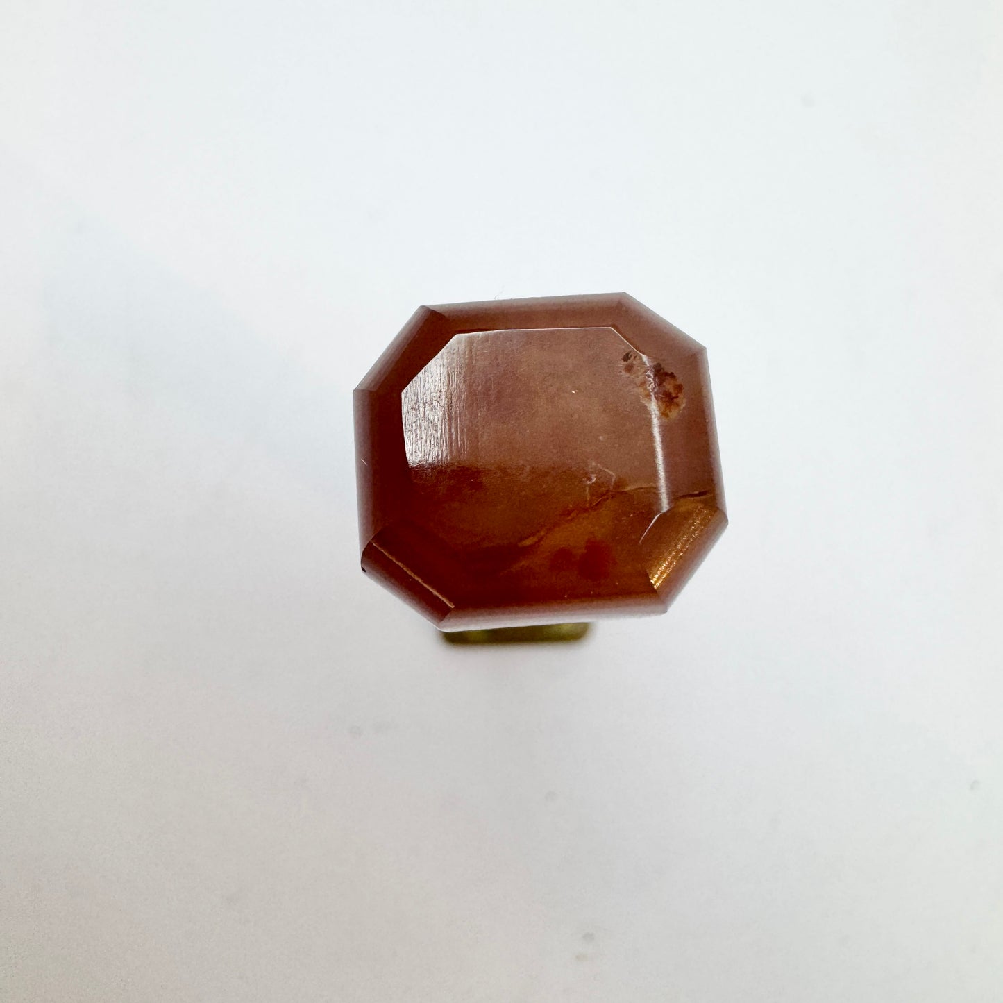 Antique Agate Yellow Metal Wax Seal Stamp. "HK"