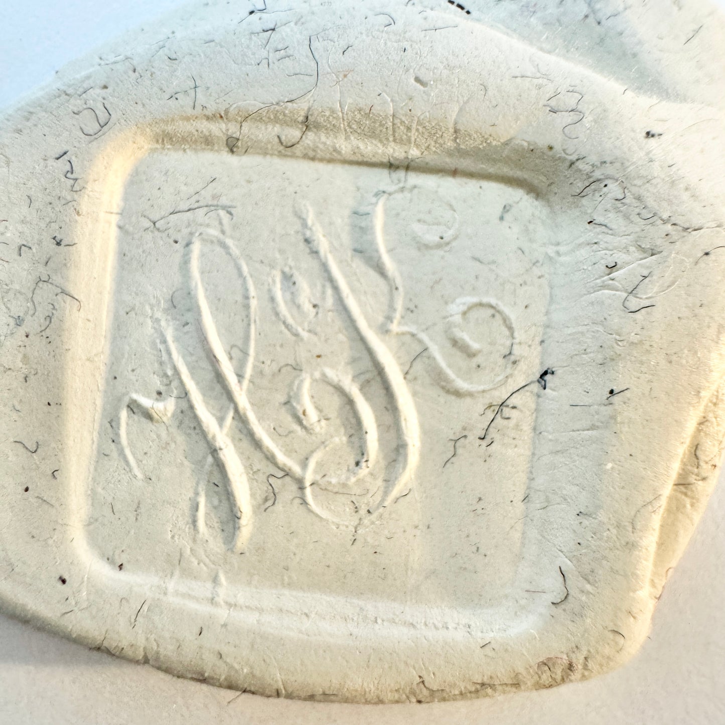 Antique Agate Yellow Metal Wax Seal Stamp. "HK"