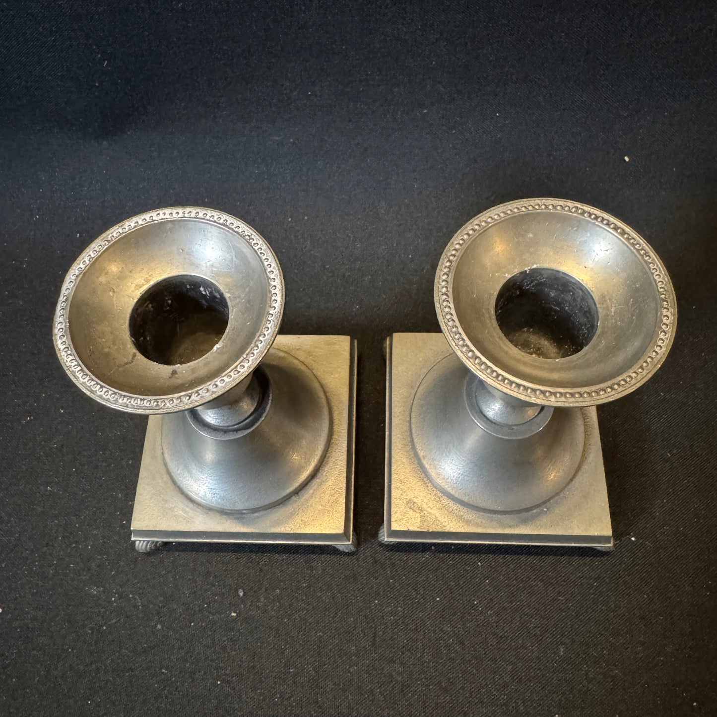 Schreuder & Olsson, Stockholm 1967. Vintage Pewter Candlesticks.