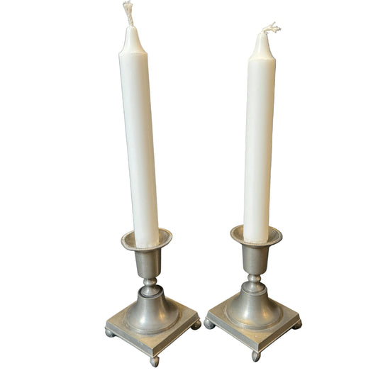 Schreuder & Olsson, Stockholm 1967. Vintage Pewter Candlesticks.