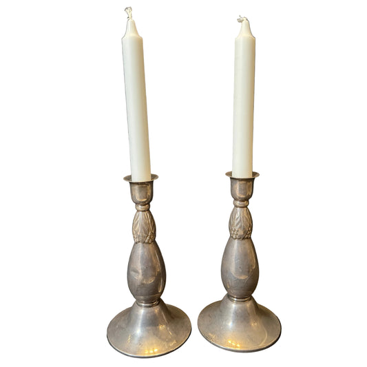 M&TB Denmark c 1910. Antique Pair of Candlesticks. Silver-plated. Jugendstil Art Nouveau
