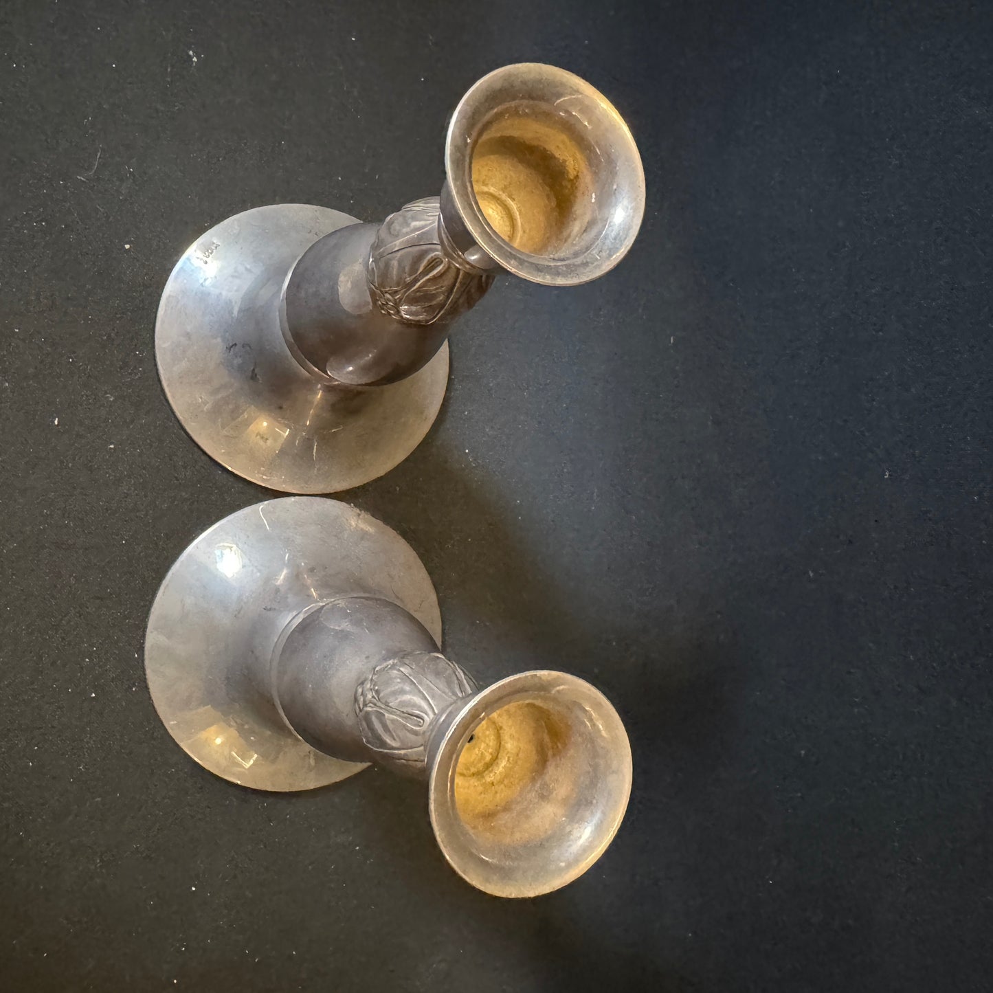 M&TB Denmark c 1910. Antique Pair of Candlesticks. Silver-plated. Jugendstil Art Nouveau