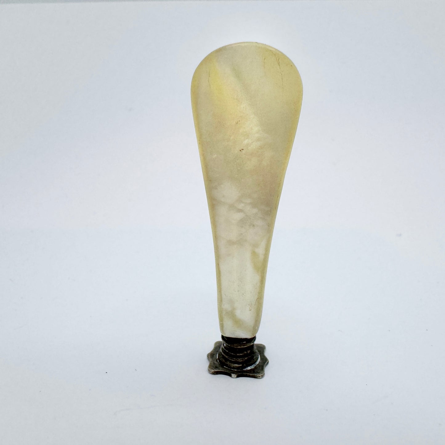 Antique Mother of Pearl Metal Wax Seal Stamp. "NH"