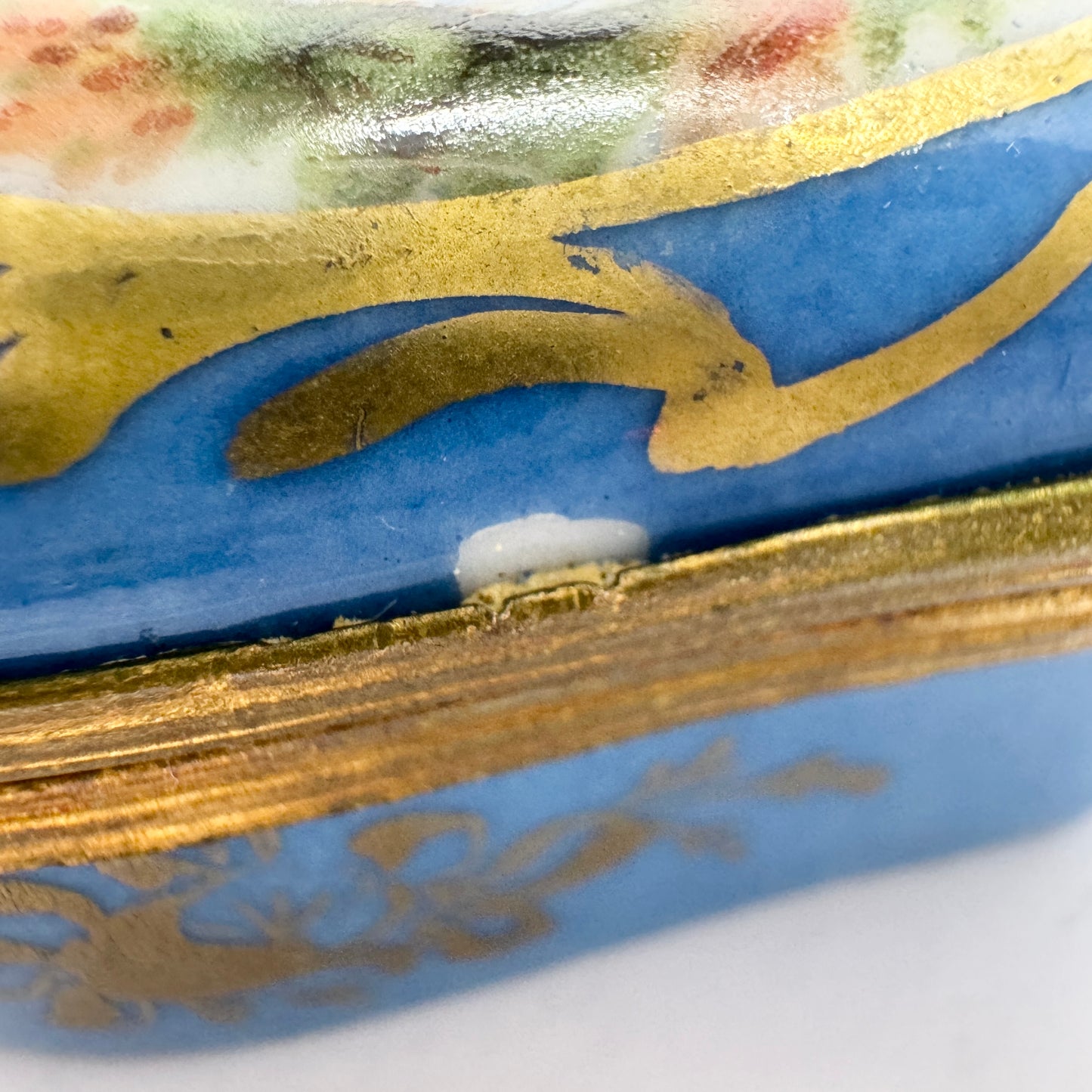 Sevres, France. Antique Porcelain Bronze Heart-shaped Trinket Jewelry Box.