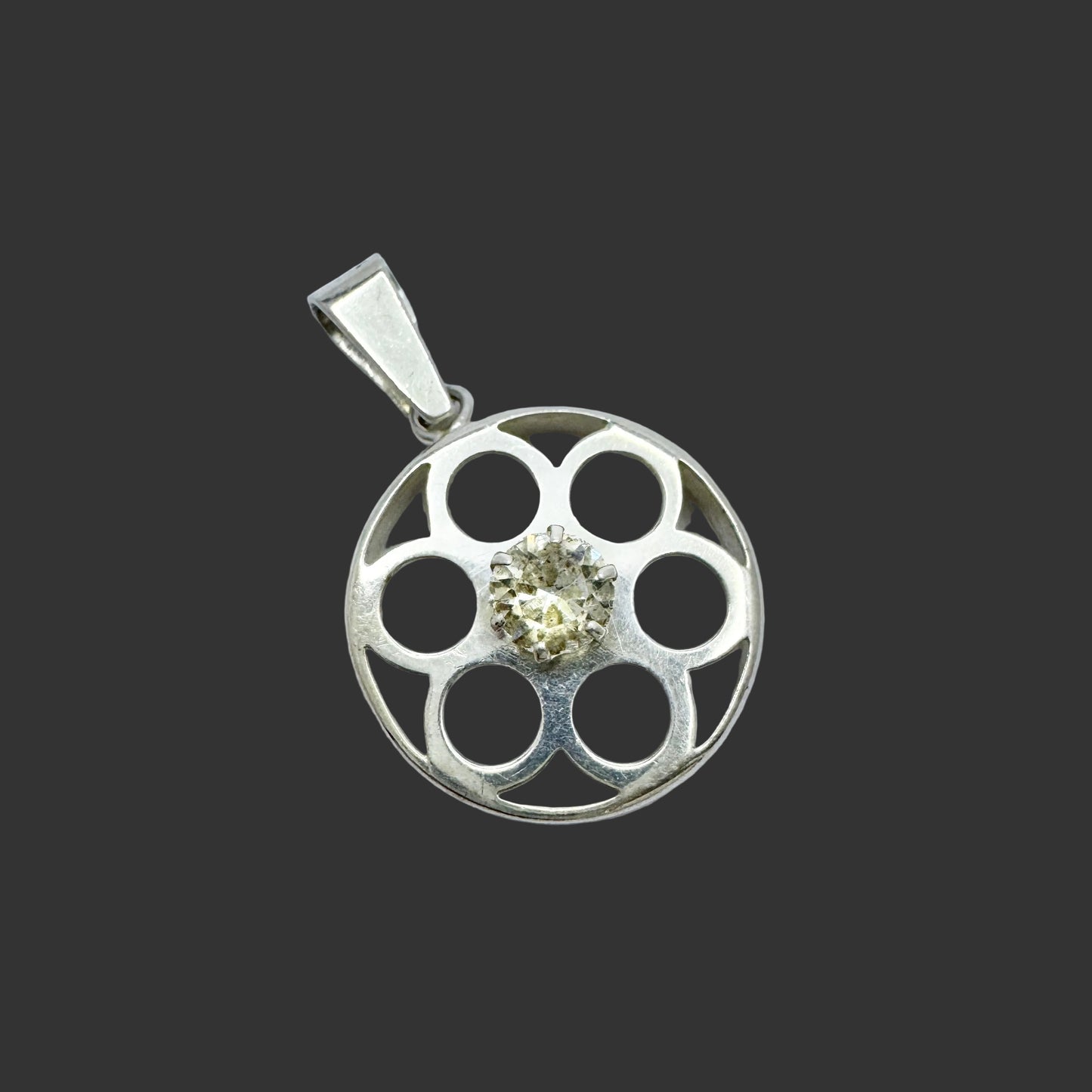 Salovaara, Finland Vintage Sterling Silver Rock Crystal Pendant.