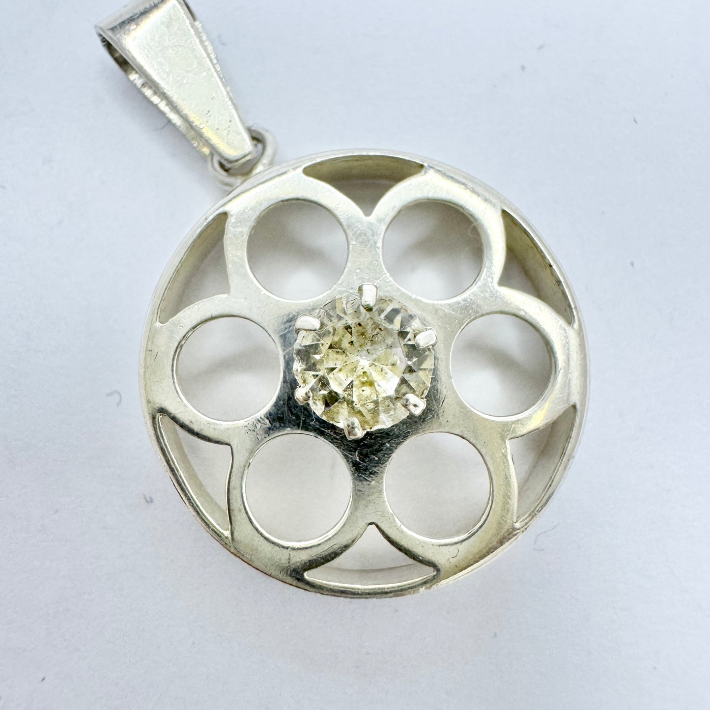 Salovaara, Finland Vintage Sterling Silver Rock Crystal Pendant.